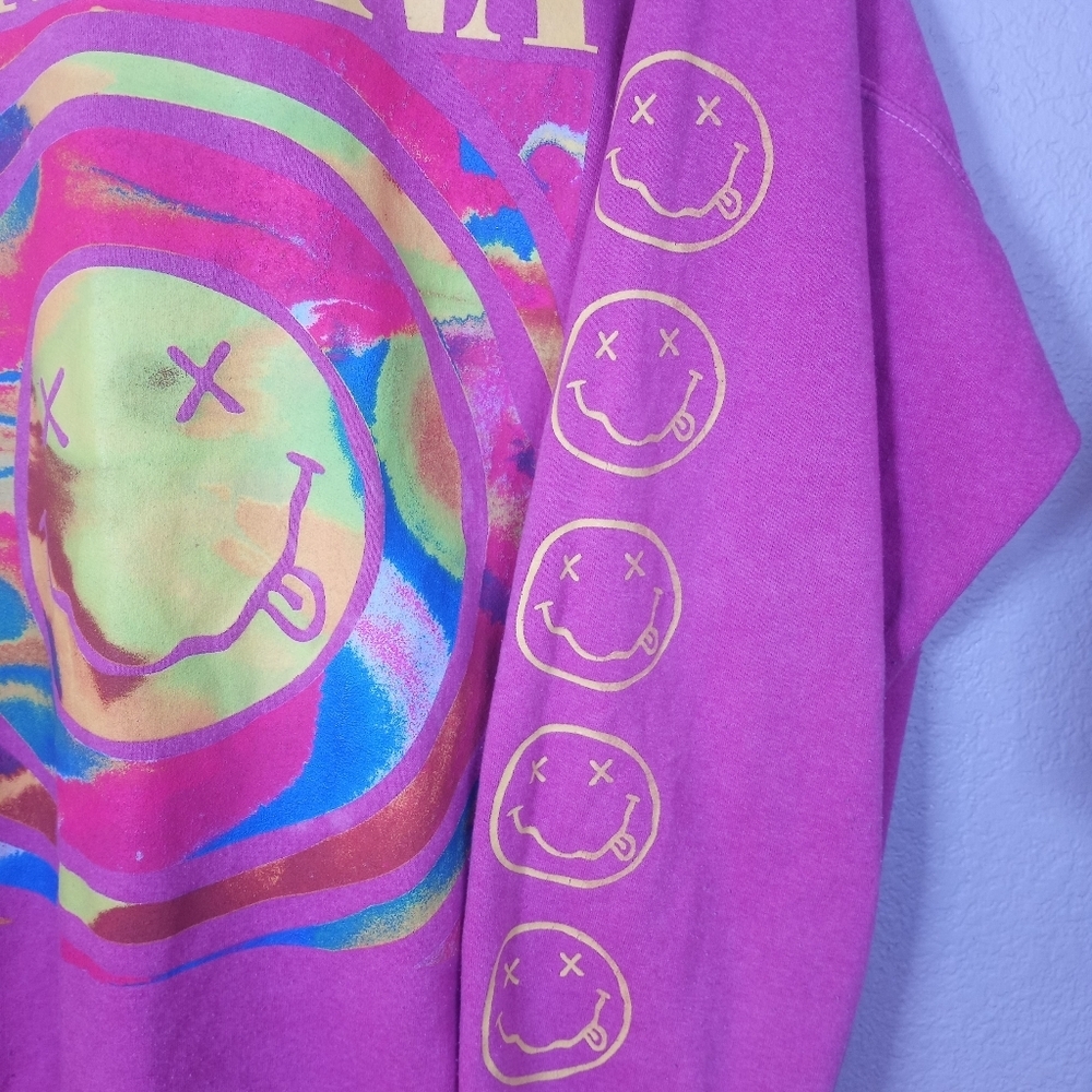 Urban Outfitters Overdyed Pink Nirvana Oversized Baggy Comfy Grunge Sweatshirt - Picture 6 of 11